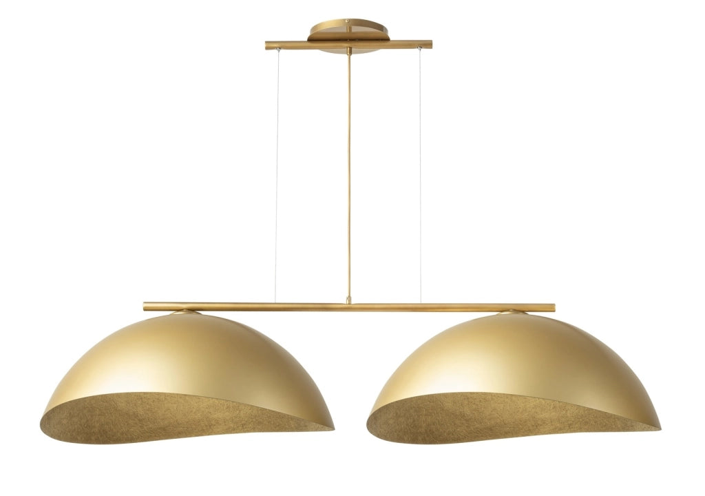 Lampada a sospensione oro doppia cupola 141cm 2xE27