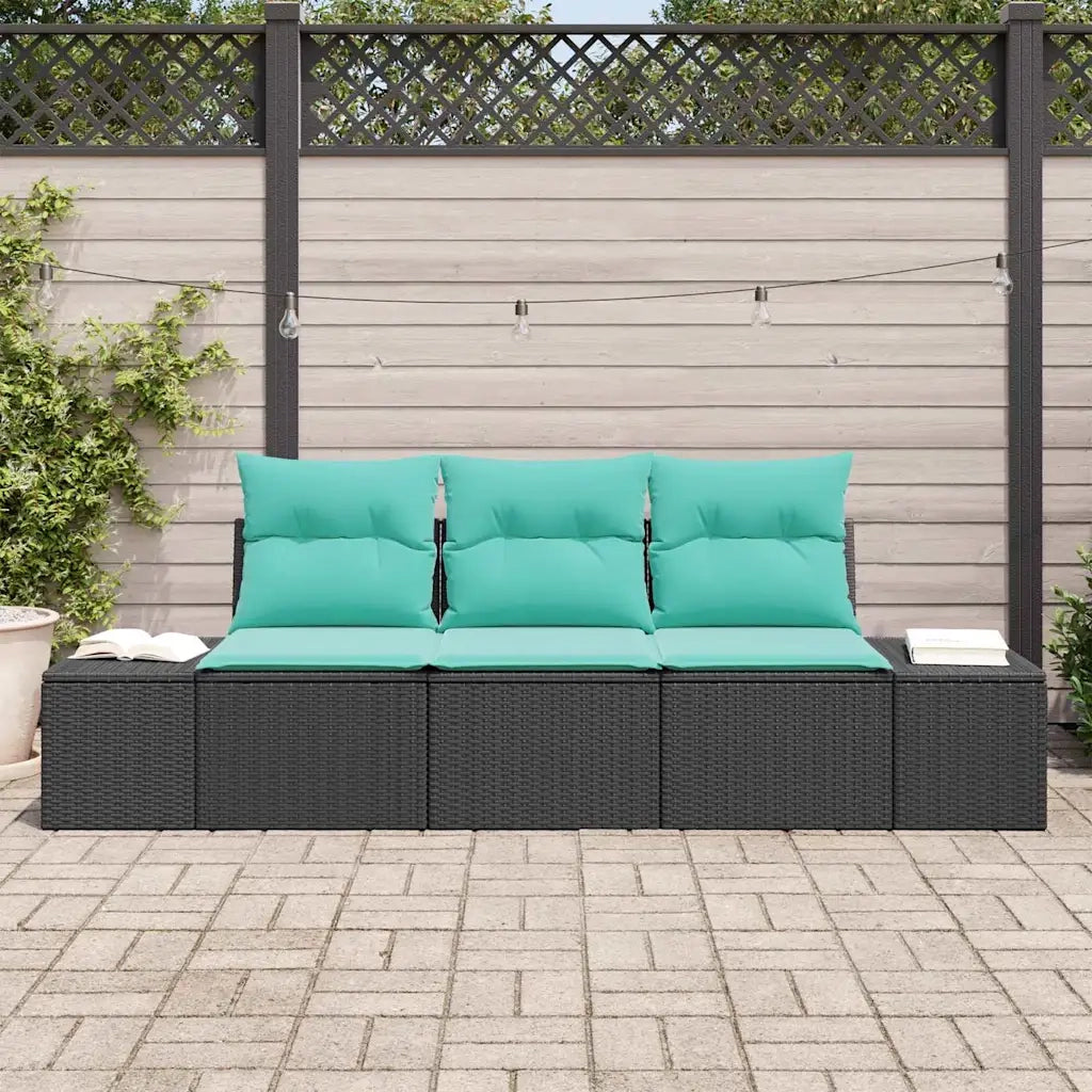 Set di divani 3 pz Nero polyrattan 3346926