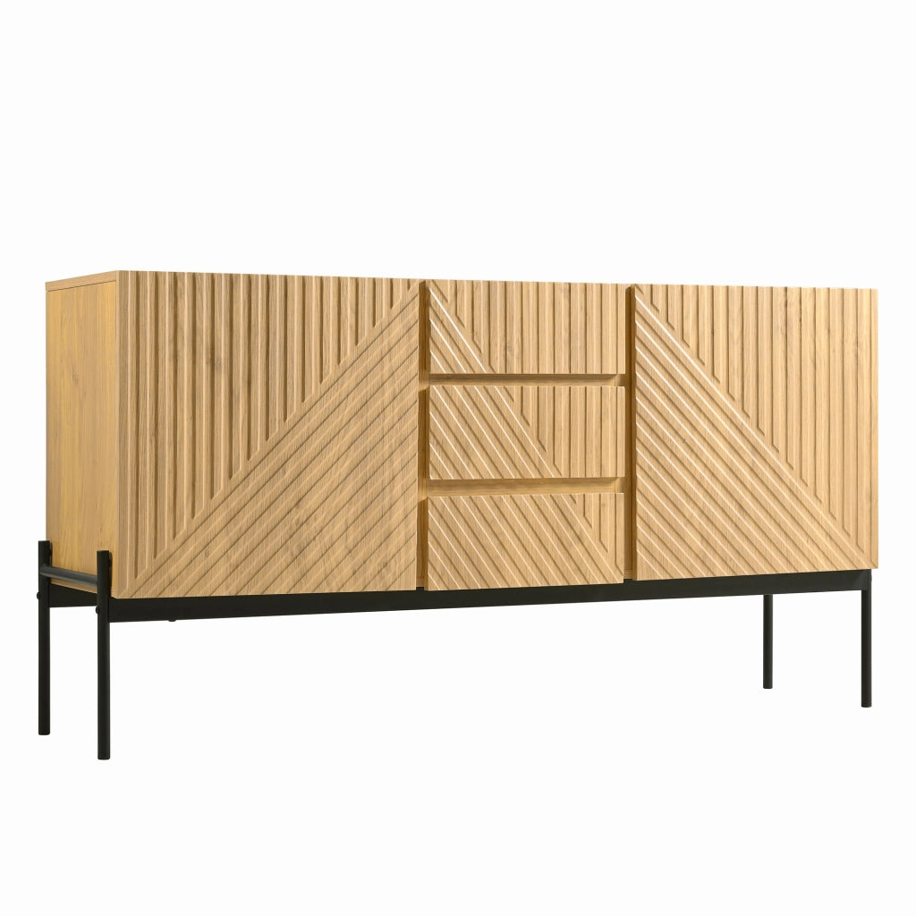 SIDEBOARD design lineare 140x40x75 cm Naturale con ripiani regolabili