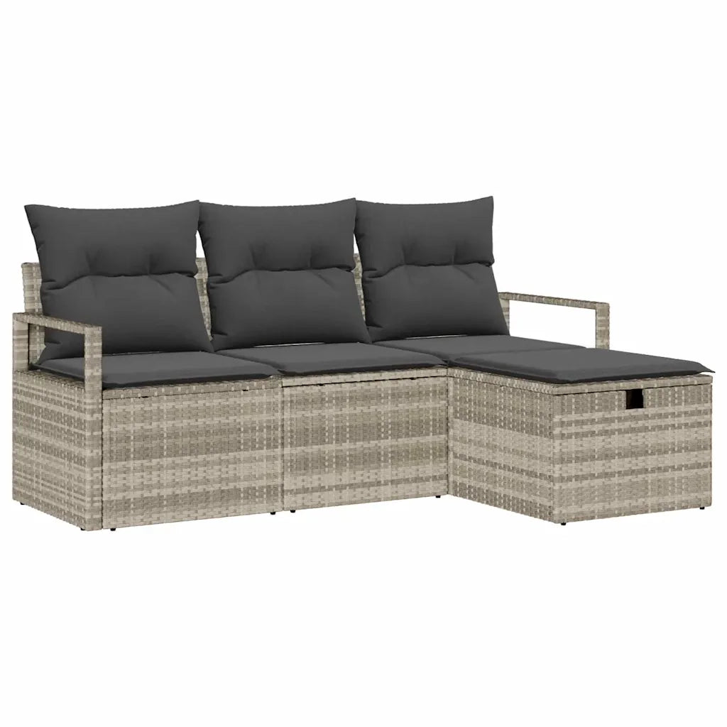 Set di divani con cuscino 4 pcs Grigio chiaro polyrattan 3359151