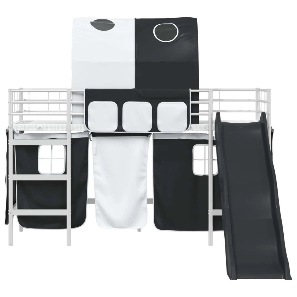 Struttura del letto loft per bambini Bianco e Nero Metallo