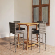 Set da Bar da Giardino 5pz con Cuscini Grigio 3067945