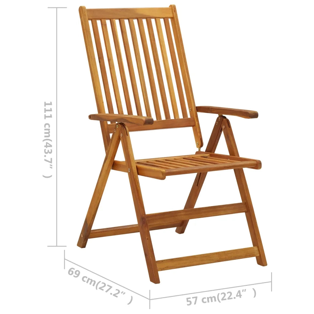 Sedie da Giardino Pieghevoli 3pz con Cuscini Acacia Massello 3064095