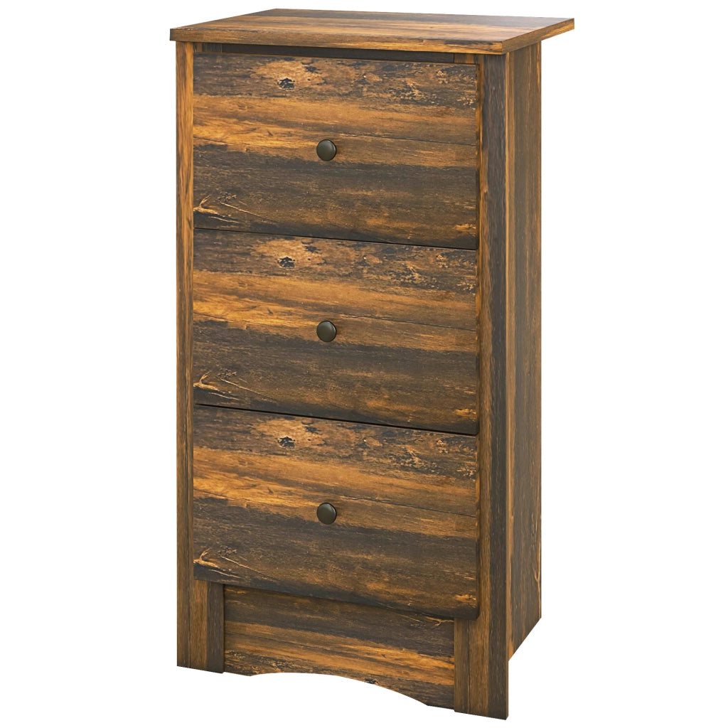 Comodino 3 Cassetti ¨C Xylo ¨C Legno Marrone Rustico 40x30x74 cm