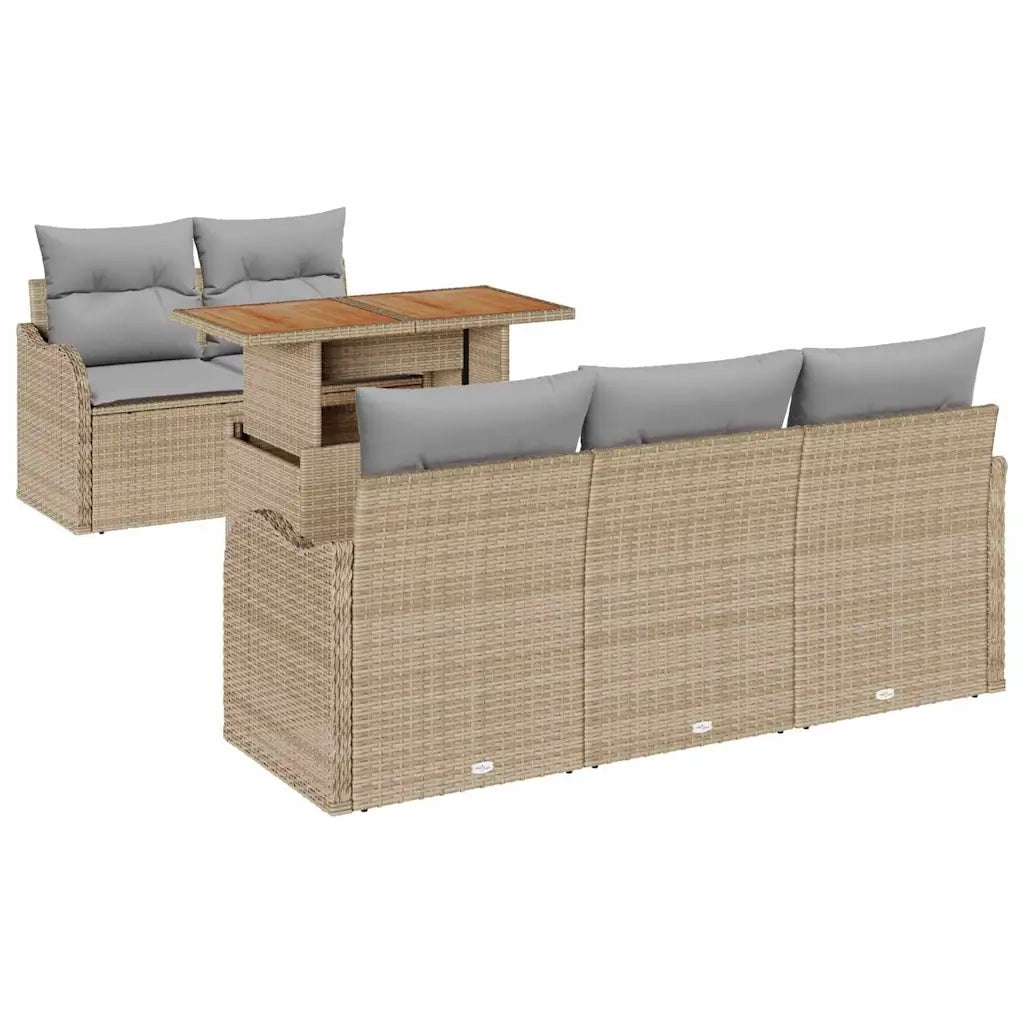 Set Divano da Giardino 6 pcs Beige Poly Rattan 3358135