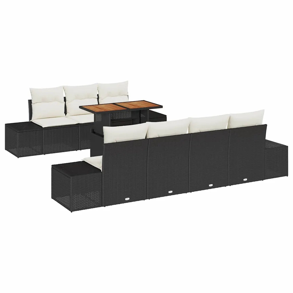 Set Divano da Giardino con archiviazione 8 pcs Nero Poly Rattan 3358658