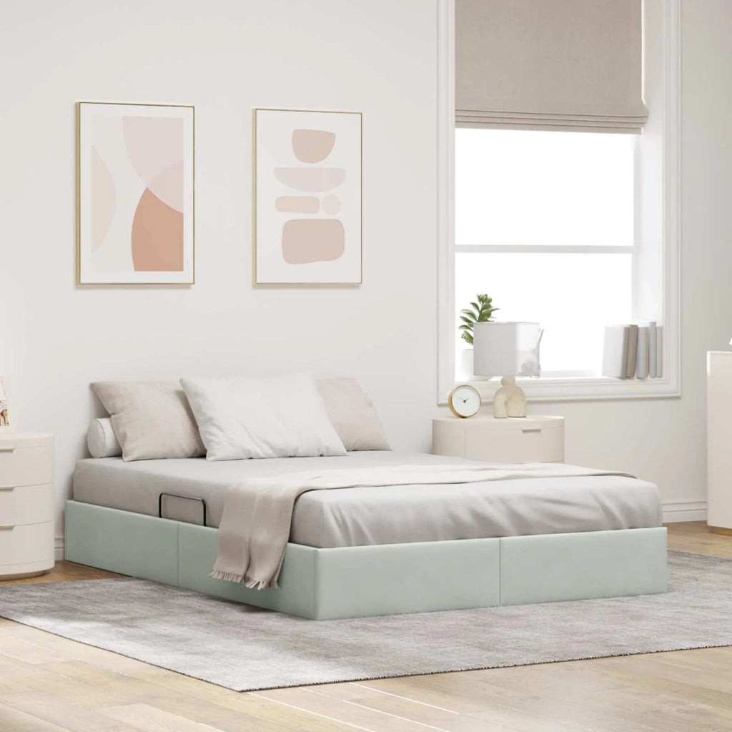 Letto ottomano Grigio Chiaro 140 x 200 cm Velluto 3442886