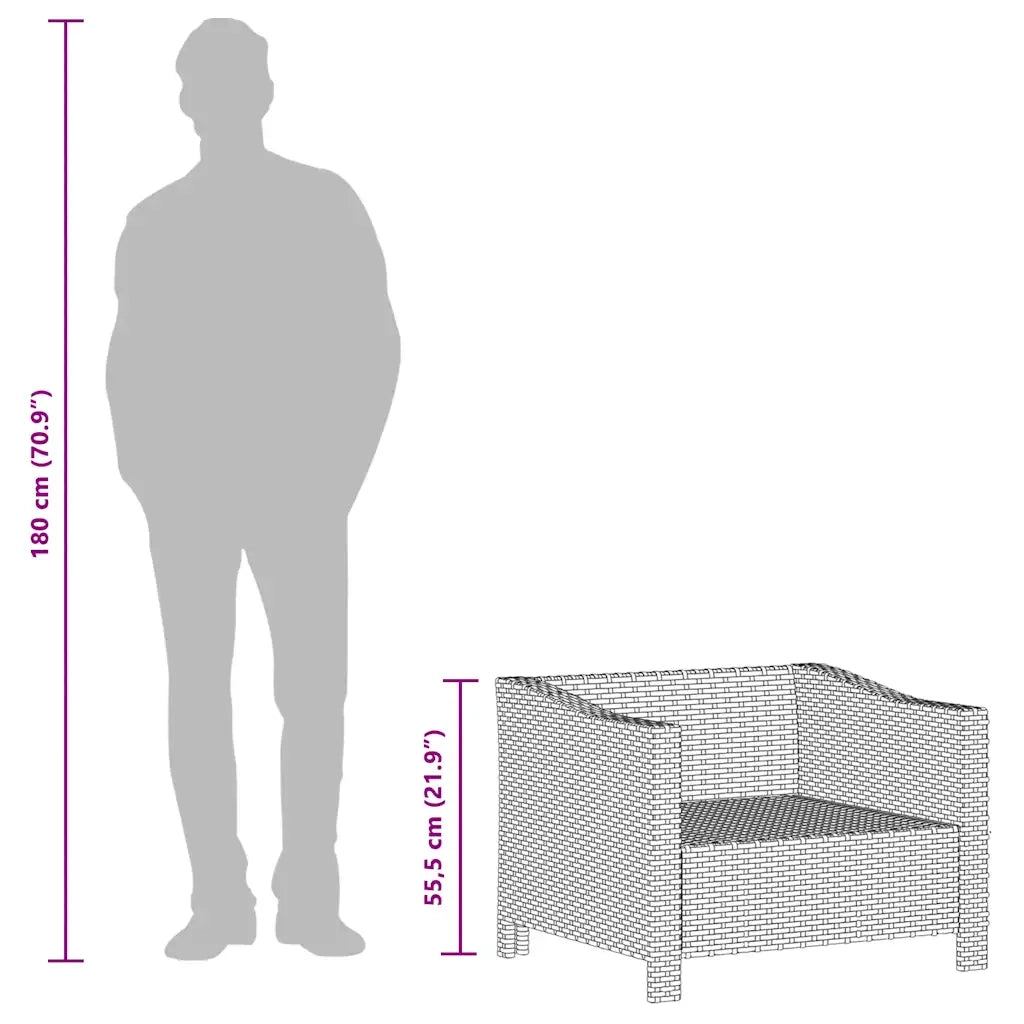 Poltrona da giardino con cuscino grigio in polyrattan 362693