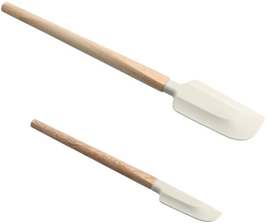 Set di Scrape a Silicone - Pacchetto da 2 - Maniglia in Legno - Multifunzionale