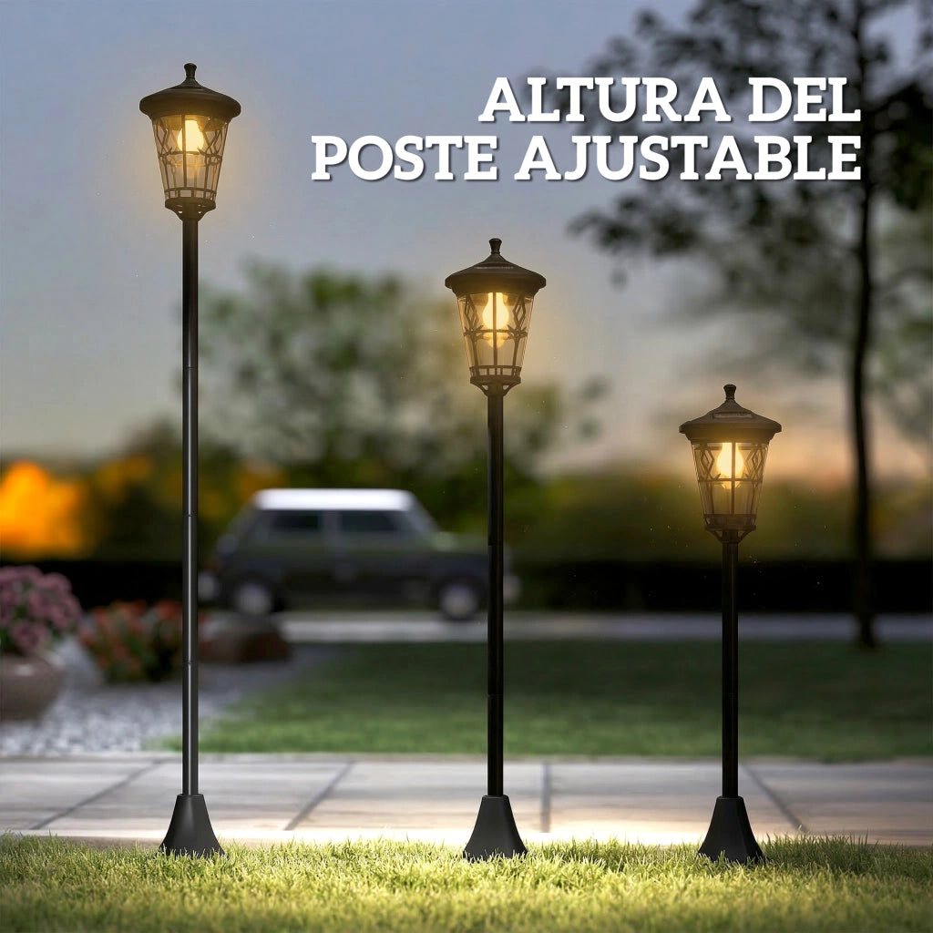 Set 2 Lampioni Solari da Giardino ¨C Xylo ¨C Altezza Regolabile IP44 Nero