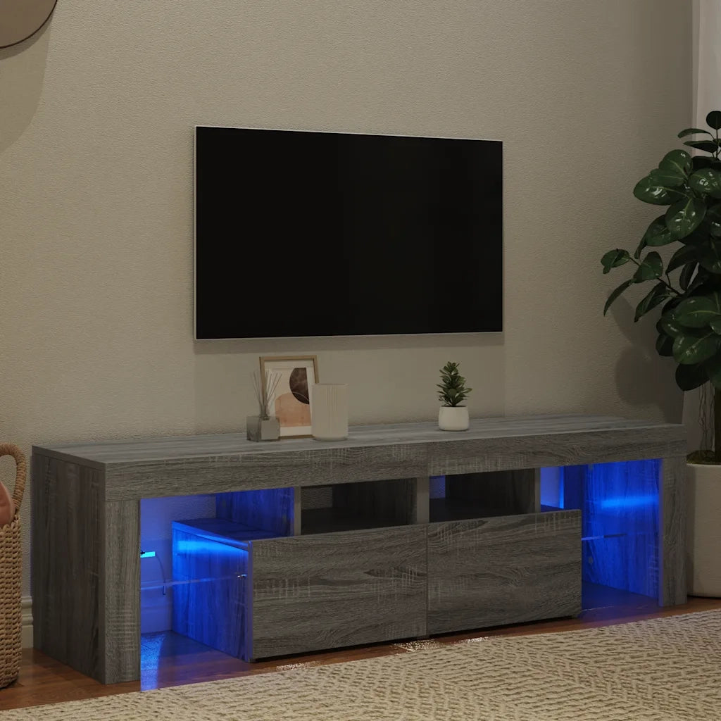 Mobile Porta TV con Luci LED-Mobile per TV-Credenza TV grigio sonoma 140x36,5x40 cm