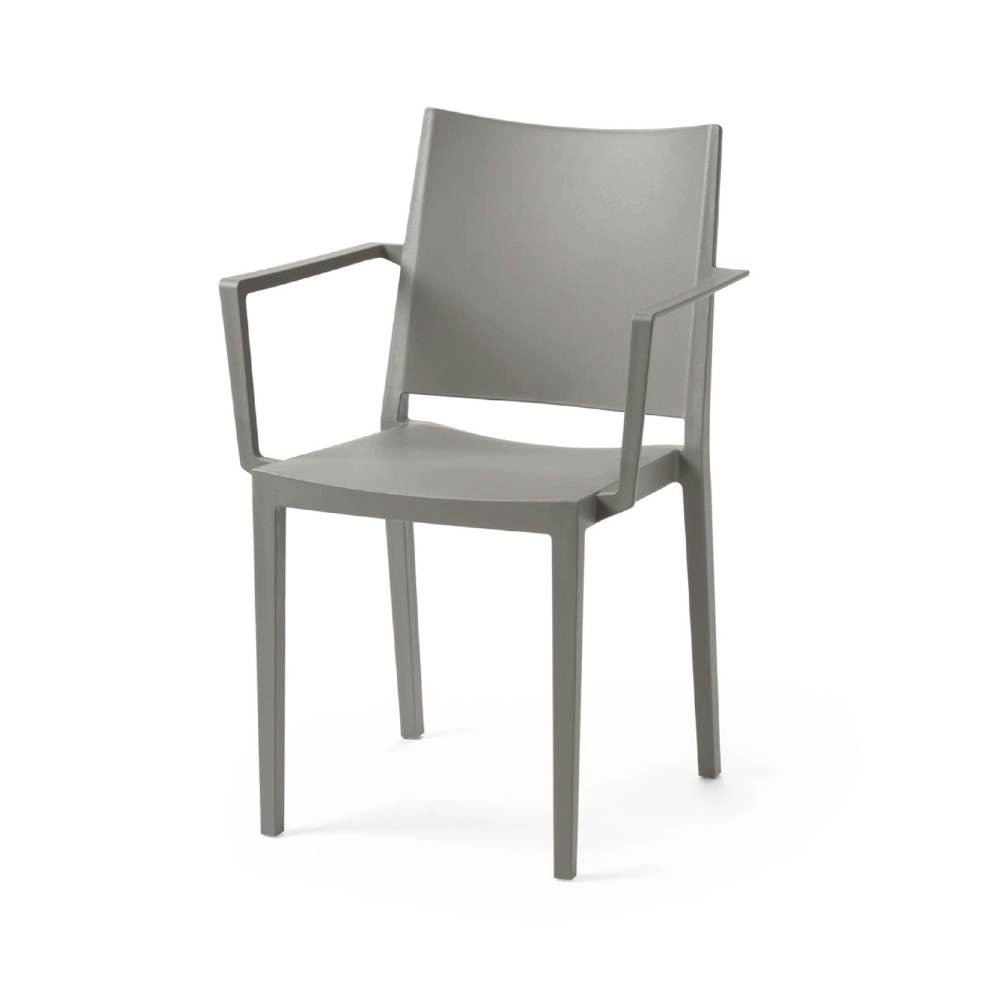 Set 4 sedie con braccioli polipropilene Mosk colore grigio