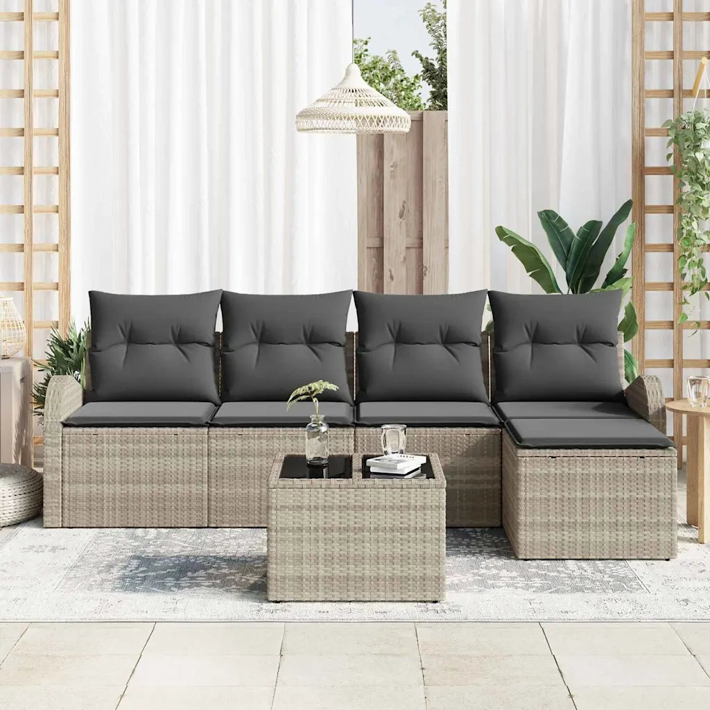Set Divano da Giardino 6 pcs Grigio chiaro polyrattan 3346012
