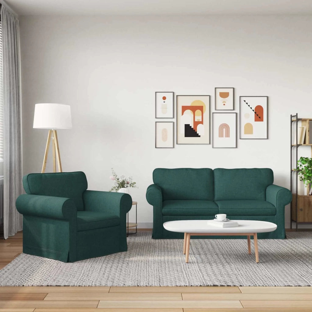 Set di divani 2 pcs Verde Scuro 175 x 82 x 80 cm Tessuto 3407533