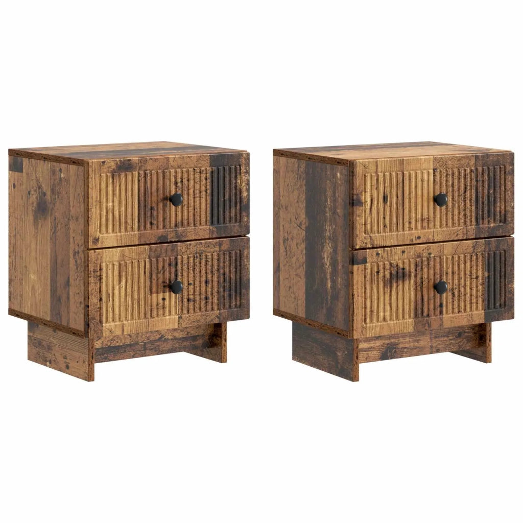 Set di 2 Comodini | Armadio da Notte | Mobiletto da notte Legno antico 43 x 34,5 x 47,5 cm