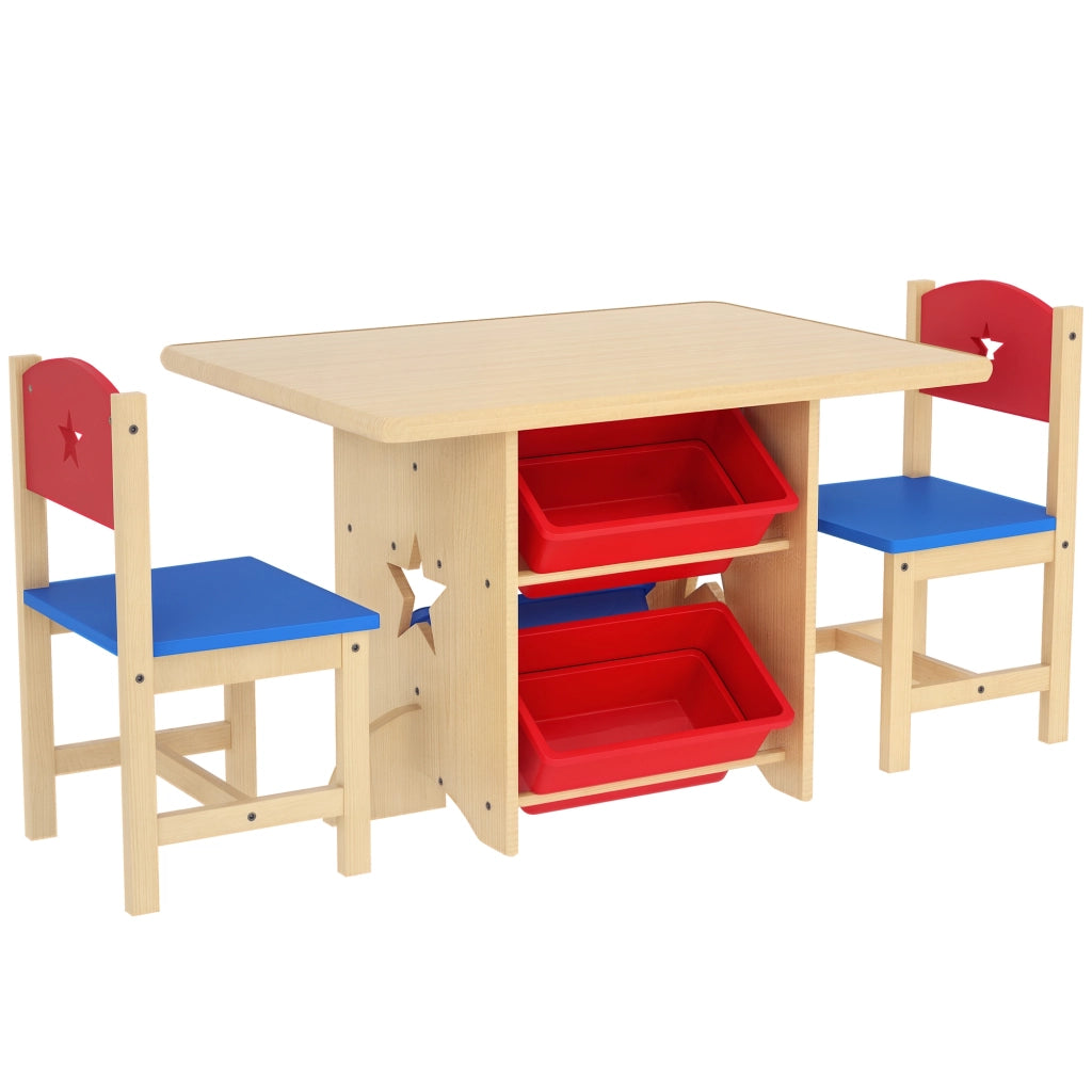 Tavolo con Sedie per Bambini ¨C Minimal ¨C Legno e PP, 4 Contenitori