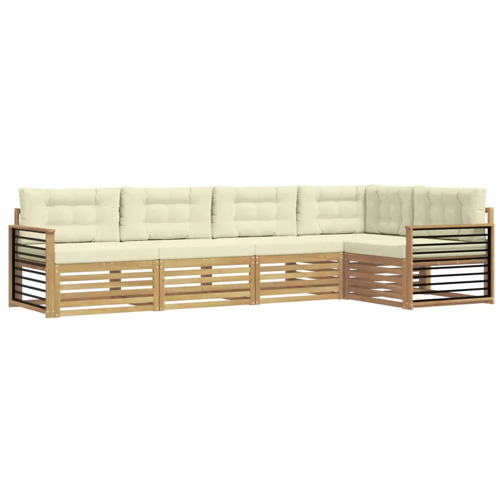 Set di divani da esterno 6 pz Bianco e Crema Poliestere 3390495