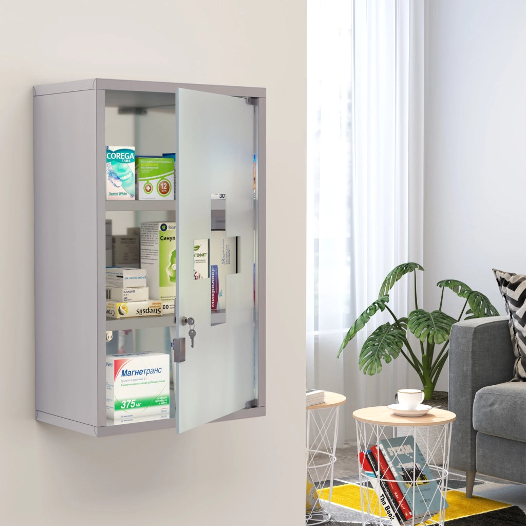 Armadietto medicinali bagno ¨C Xylo ¨C acciaio inox con serratura 50x30x18cm