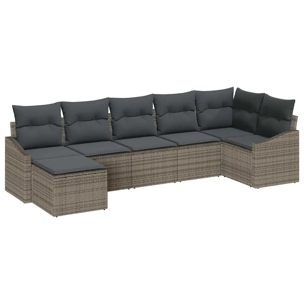 Set di divani con cuscino 7 pcs Grigio polyrattan 3346809