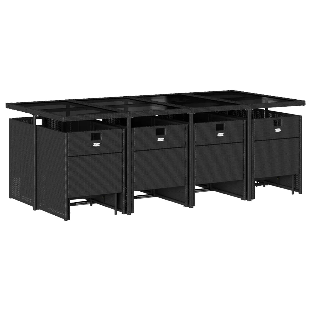 Set da Pranzo da Giardino 13pz con Cuscini Nero in Polyrattan 3277746