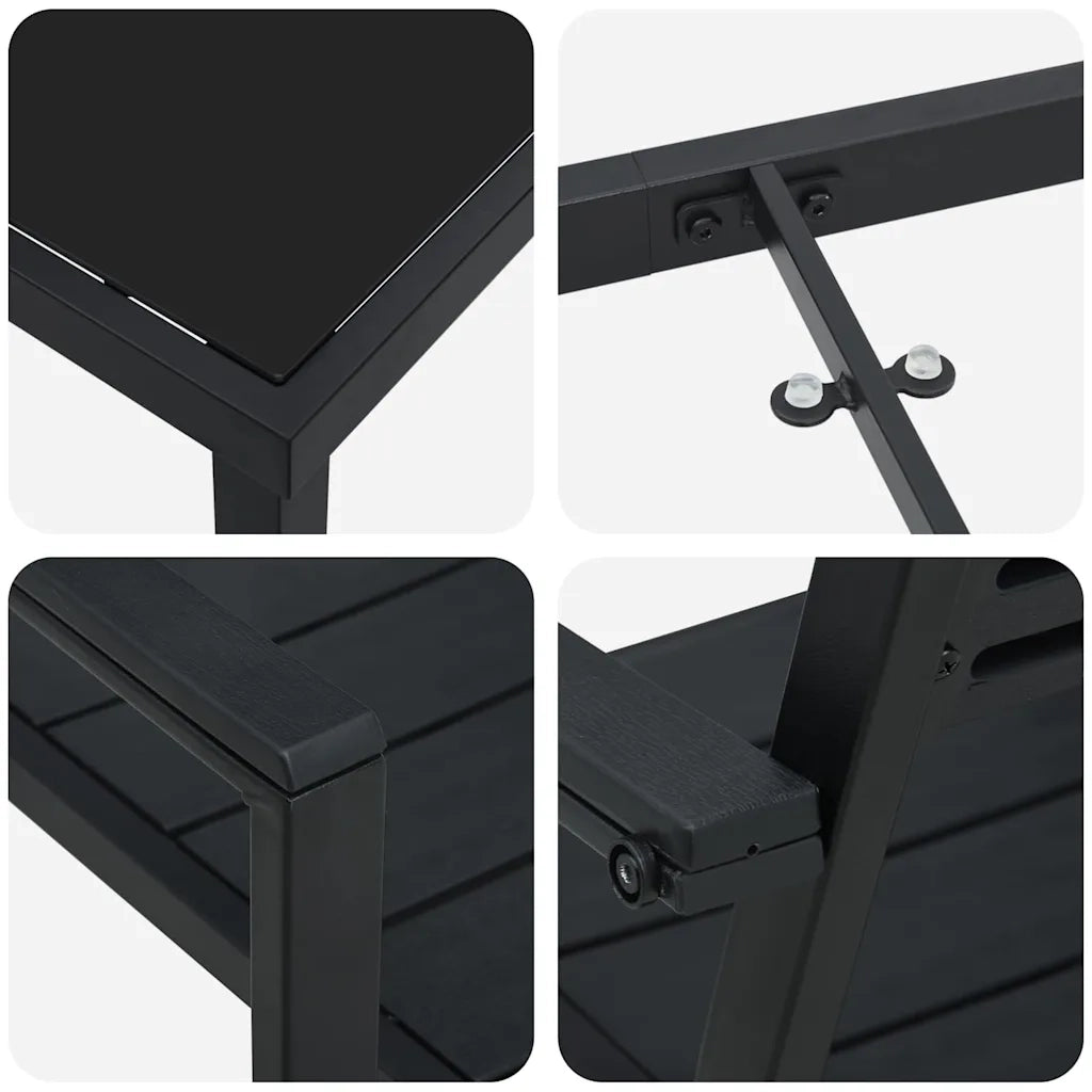 Set da Pranzo per Giardino 5 pcs Nero 3379144
