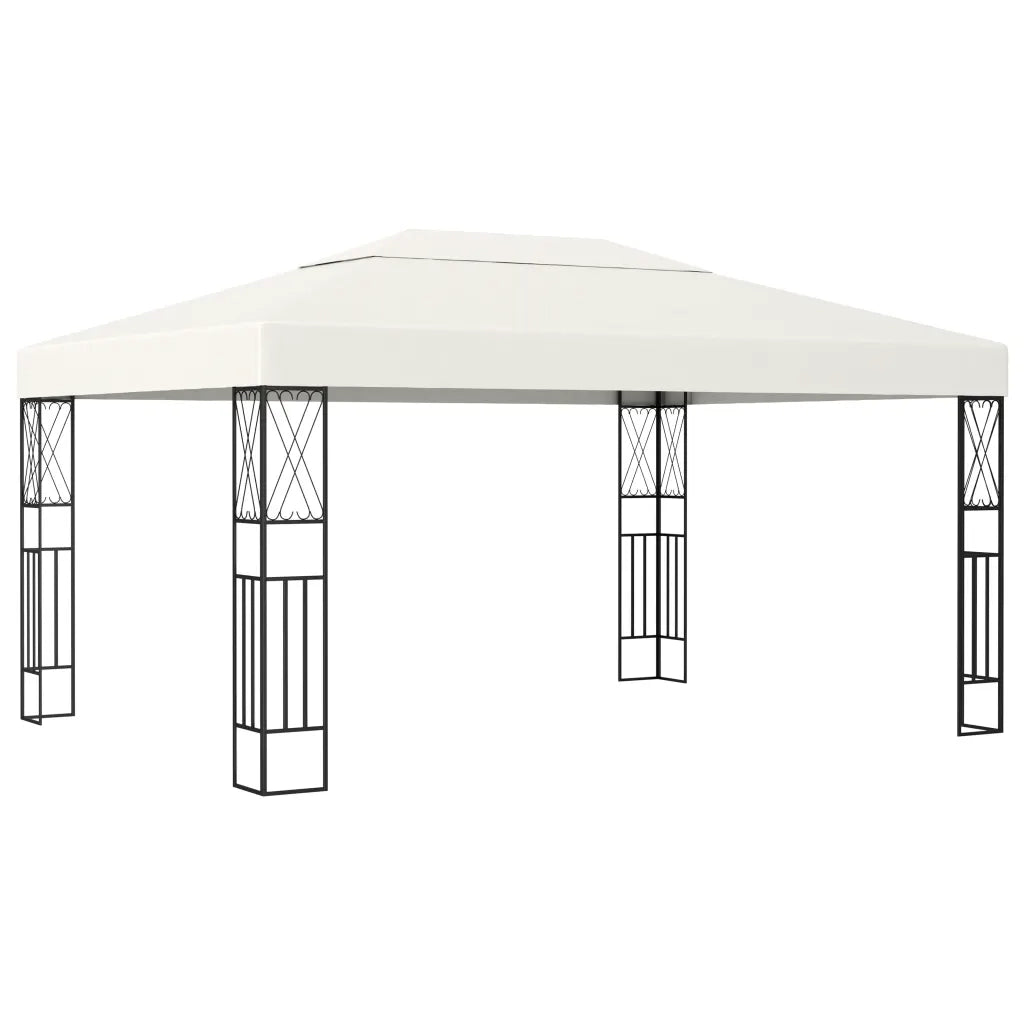Gazebo | Pergolato con Stringa di Luci LED 3x4 m in Tessuto Crema