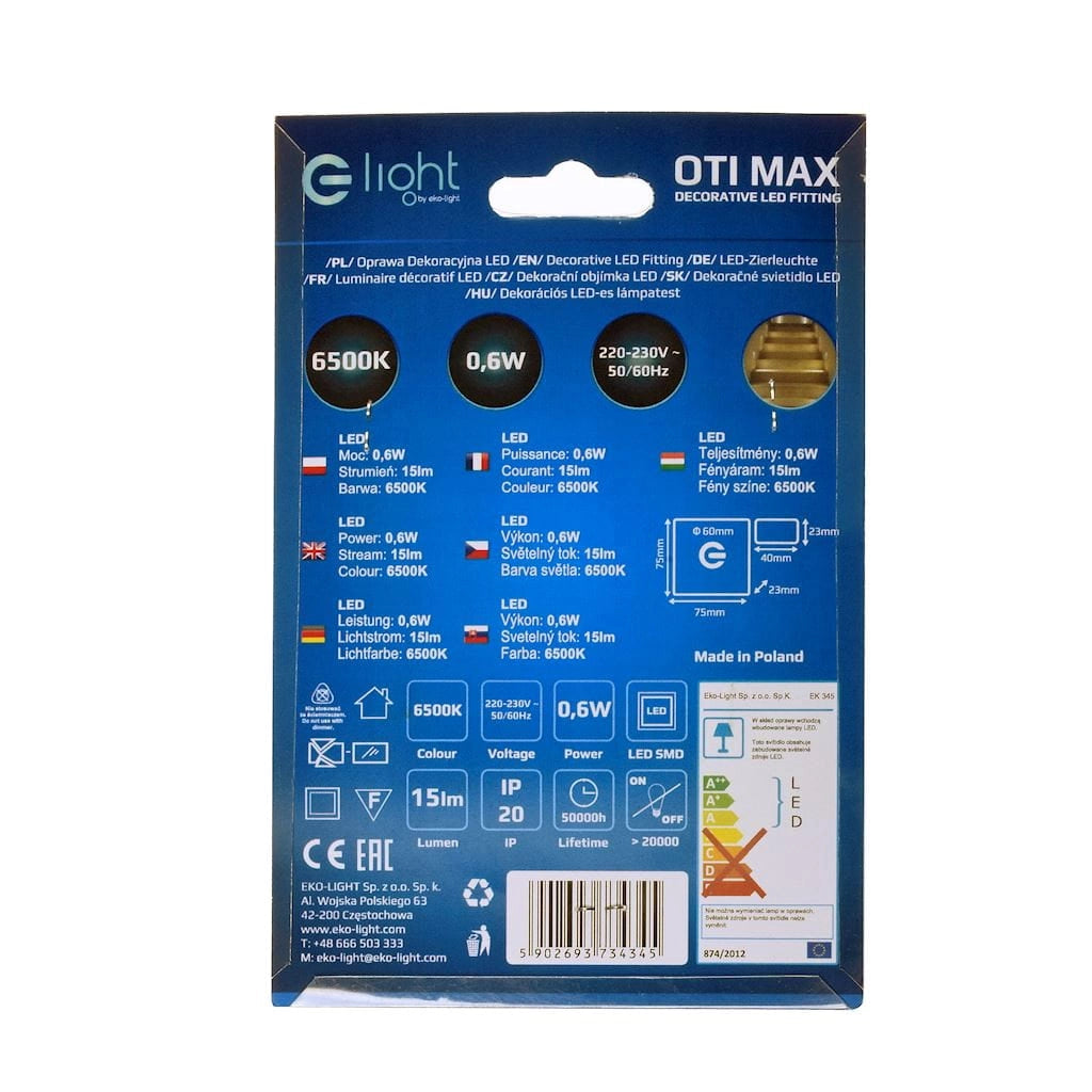 Lampada da scala LED OTI EKS4345 0,6W 6500K argento/bianco
