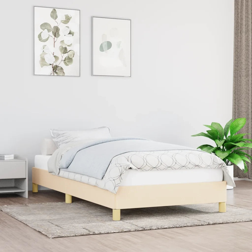 Letto singolo | Letto per adulti | Giroletto senza Materasso Crema 90x200 cm in Tessuto