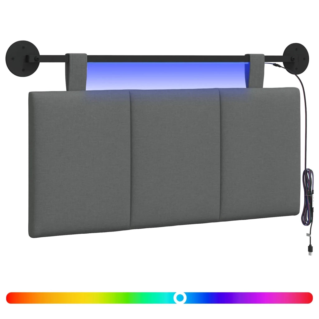 Testiera sospesa Con luce LED Grigio Scuro Tessuto 3424738