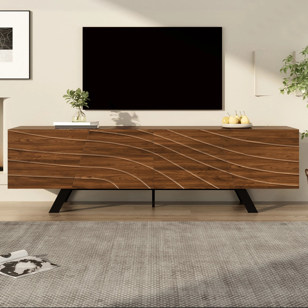 Cassettiera per TV in MDF con finitura noce; 160 cm