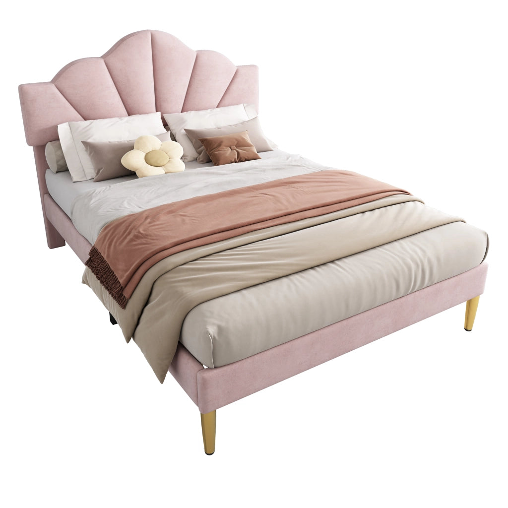 letto imbottito velluto rosa 140 x 190 cm