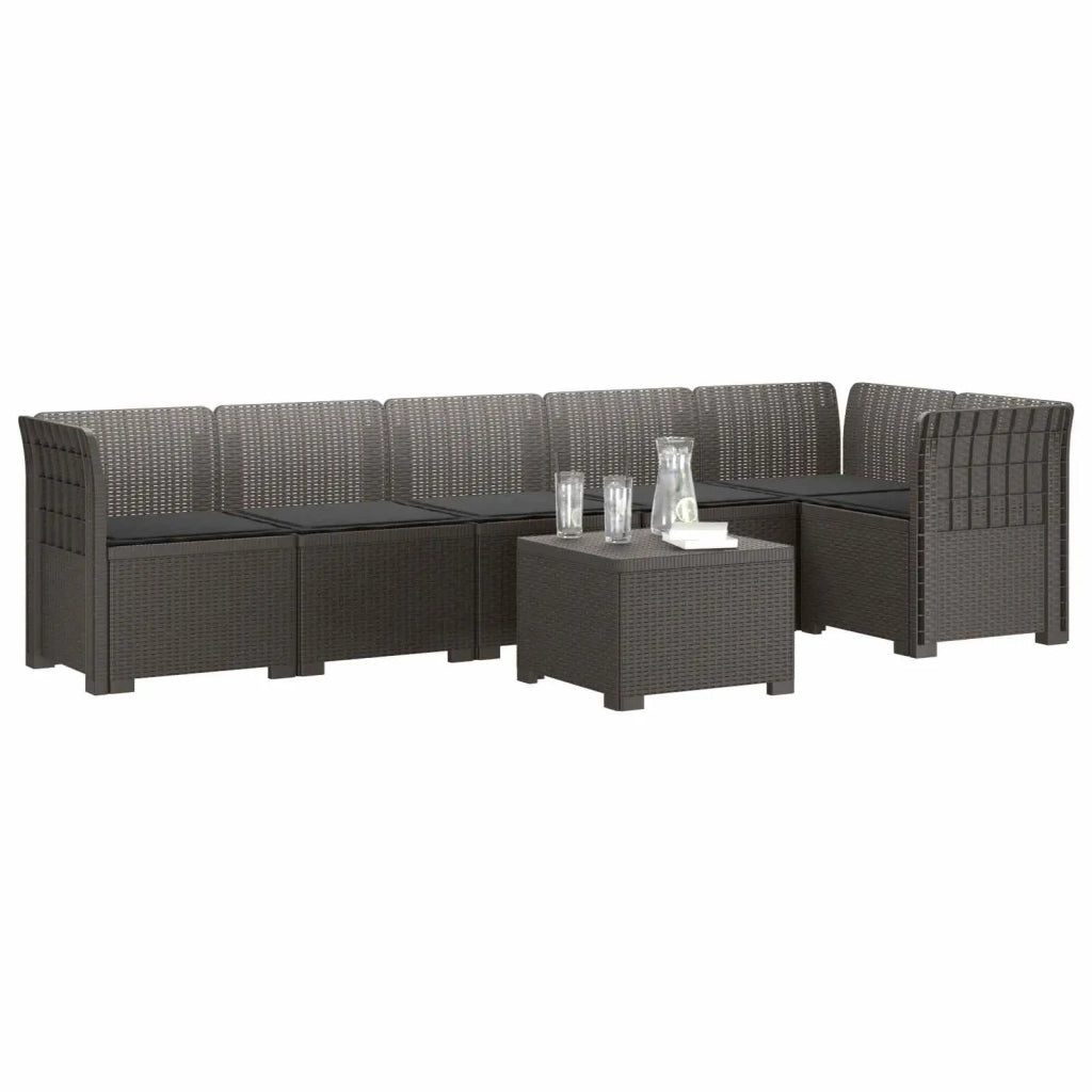 Divano da Giardino 6 Posti con Cuscini Aspetto Rattan PP 3444119