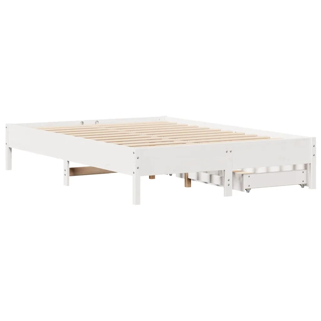 Letto senza Materasso-Struttura Letto Bianco 140x200 cm Legno Massello di Pino 814789