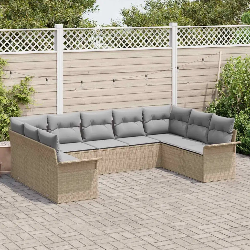 Set Divano da Giardino con cuscino Beige polyrattan