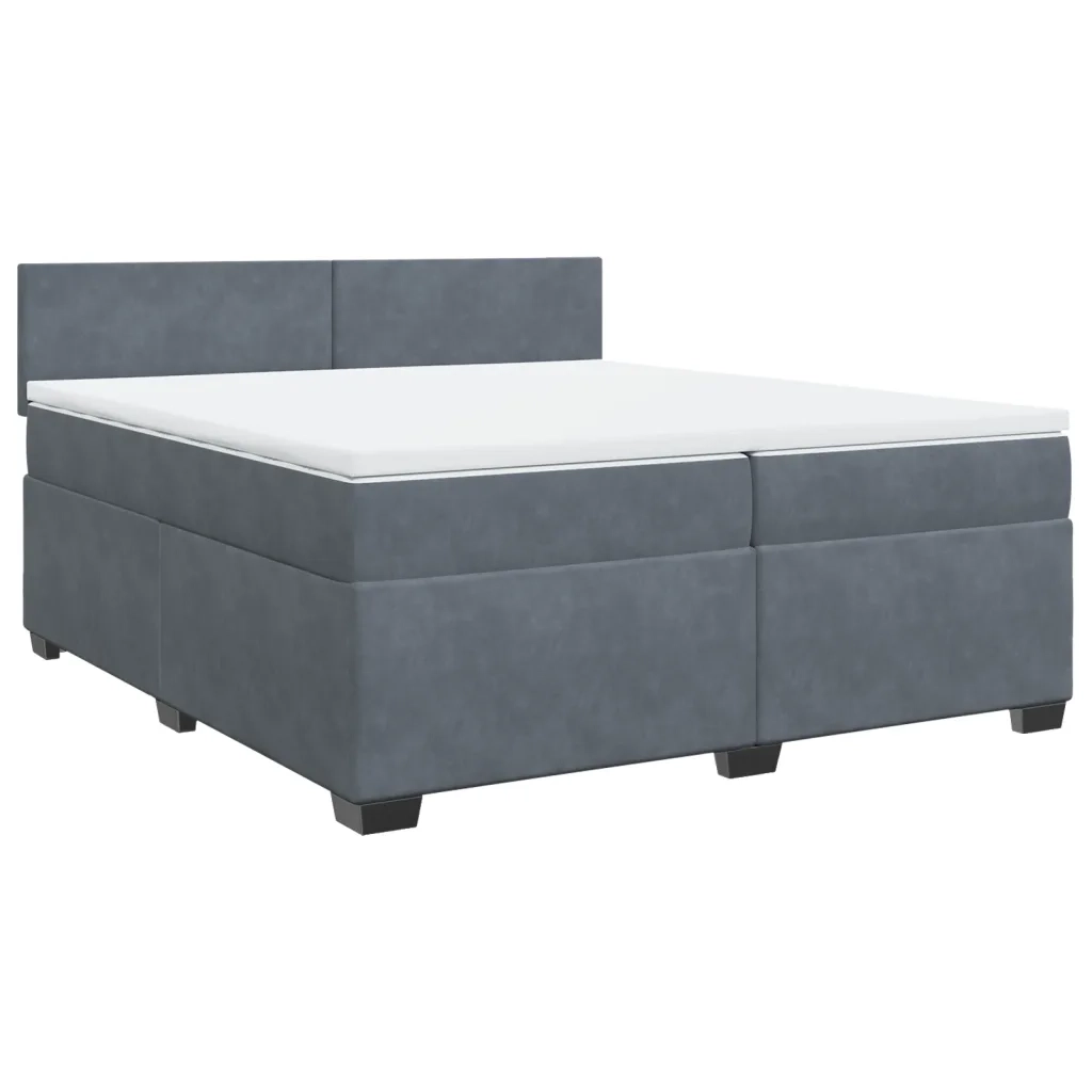 Giroletto a Molle con Materasso Grigio Scuro 200x200 cm Velluto 3286397