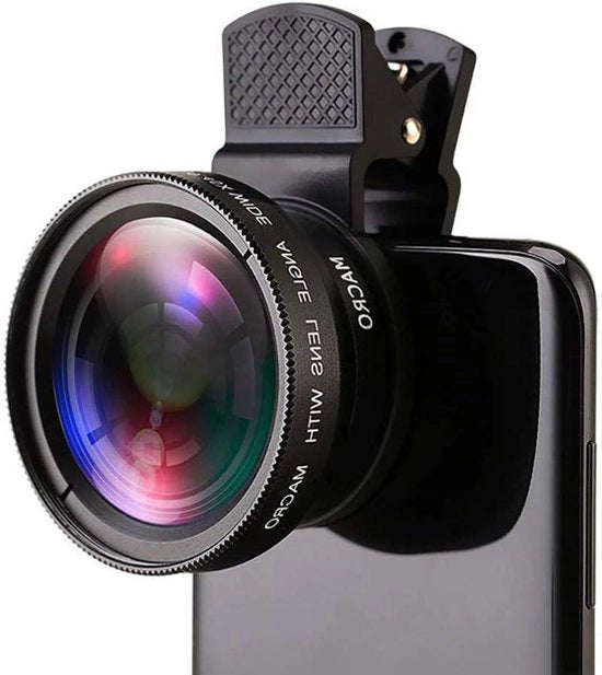 Clip per lente per smartphone universale per super zoom e macro - 2 pezzi - Android - nero