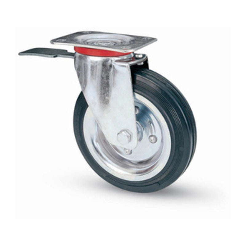 RUOTA INDUSTRIALE D 200 MM GOMMA 80BIS PIASTRA GIR FRE