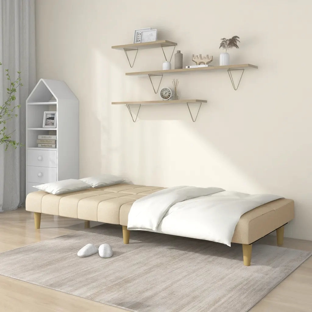 Divano letto | Sof¨¤ letto | Letto singolo a 2 Posti Crema in Tessuto