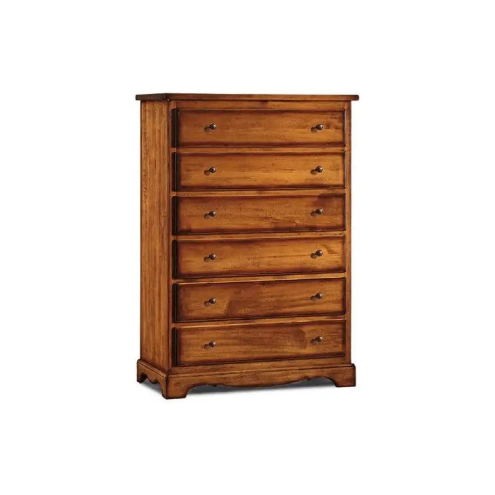 Cassettiera 6 cassetti arte povera in legno massello e mdf con rifinitura in noce 97x49x140 H