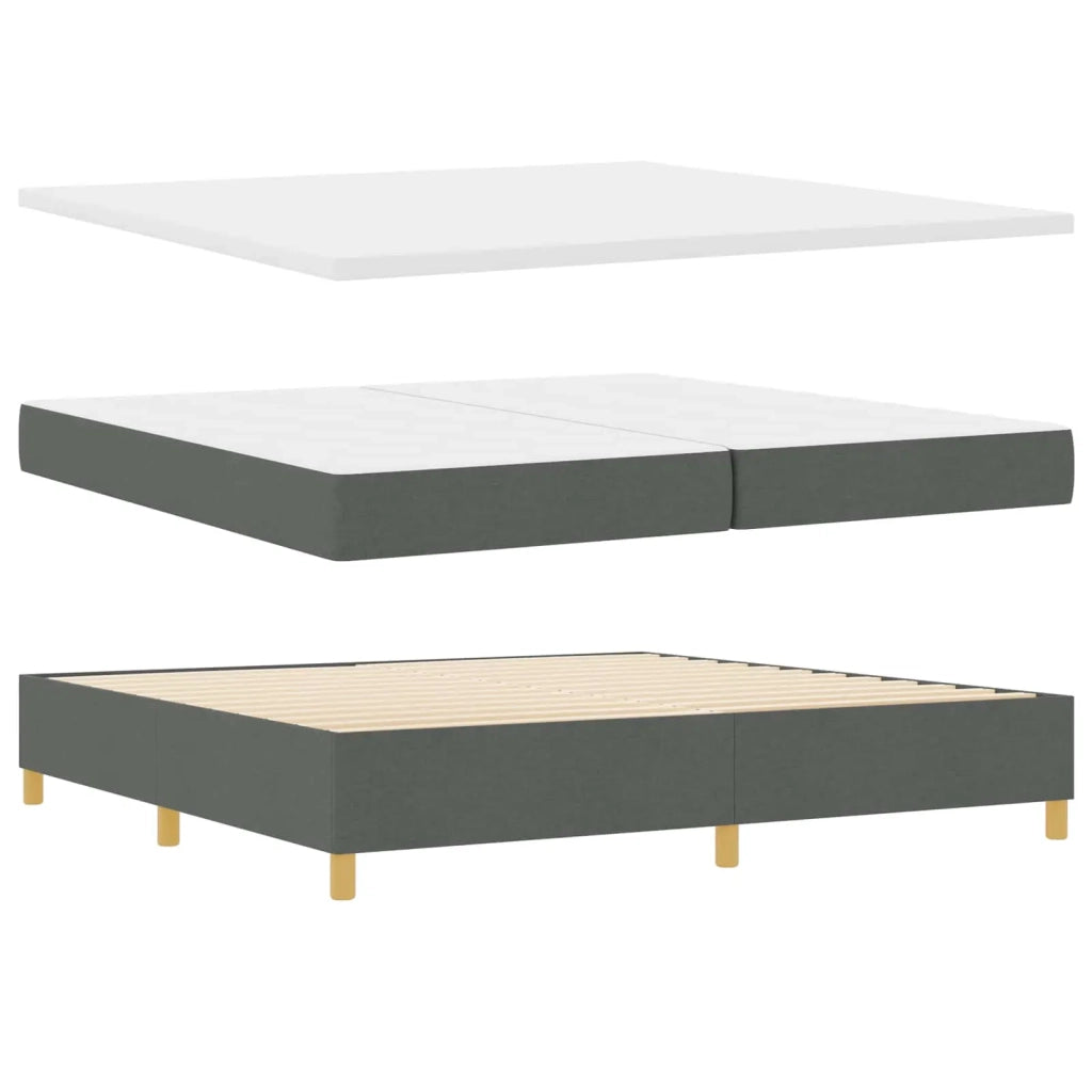 Letto a Sorgente LED Grigio scuro 200 x 200 cm Tessuto