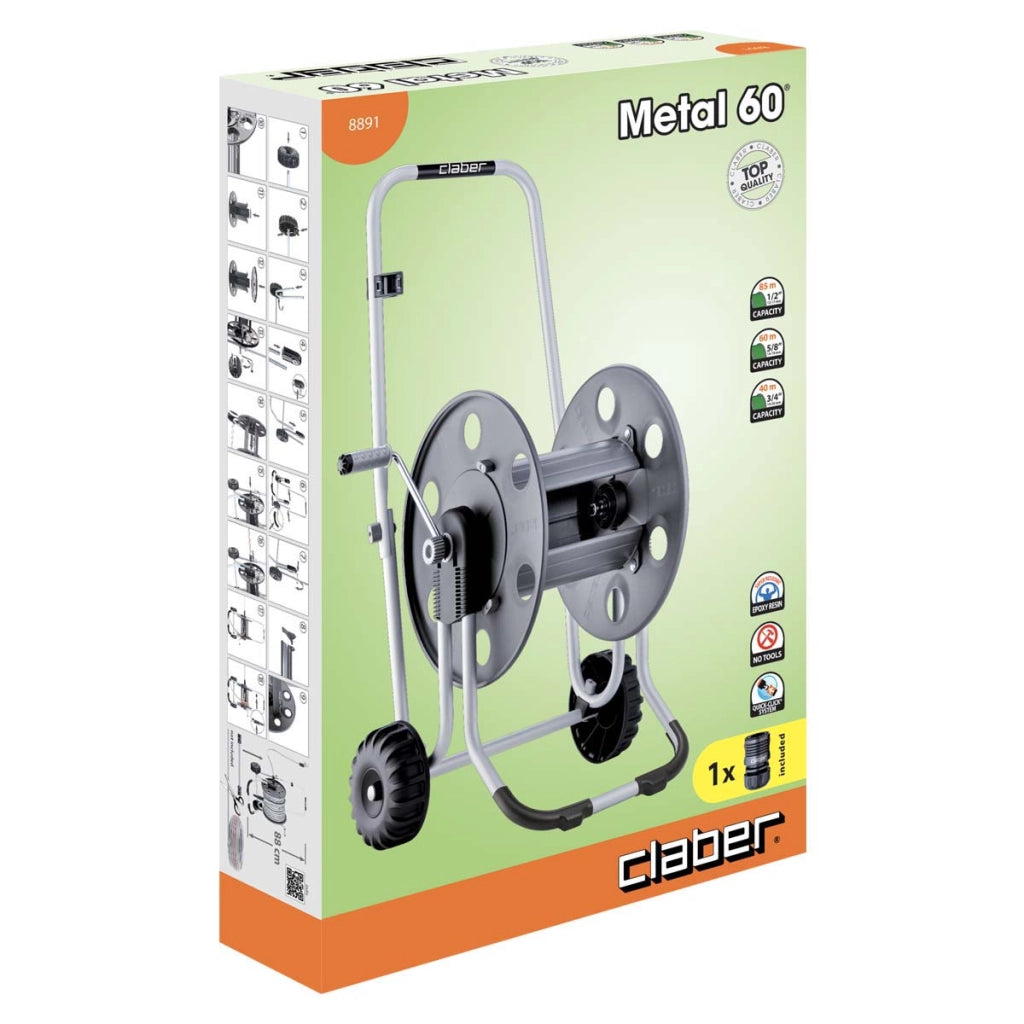 AVVOLGITUBO CARRELLATO METAL 60 MT.60 8891    CLABER