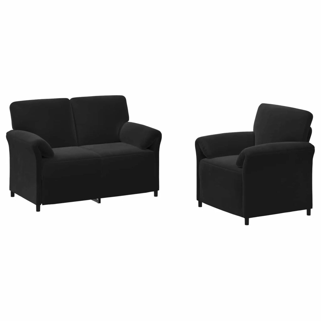 Set di divani 2 pz Nero Velluto 3424891