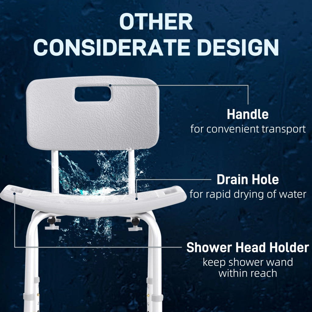 Sedia da Doccia per Bagno in Alluminio e Plastica ¨C Minimal ¨C Altezza Regolabile 71-88cm