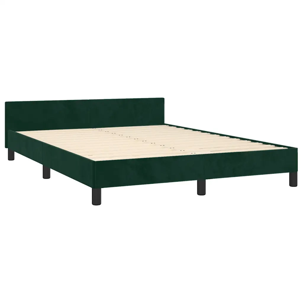 Letto matrimoniale | Letto per adulti | Giroletto senza Materasso Verde Scuro 140x190 cm in Velluto