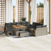 Set Divano da Giardino con cuscino 13 pcs Grigio polyrattan