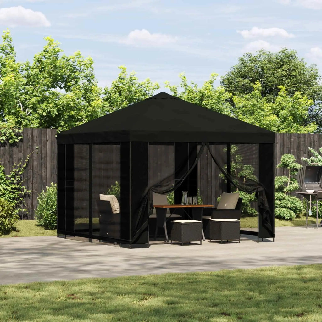 Gazebo 3 x 3 m Nero Poliestere e Acciaio 190 900358