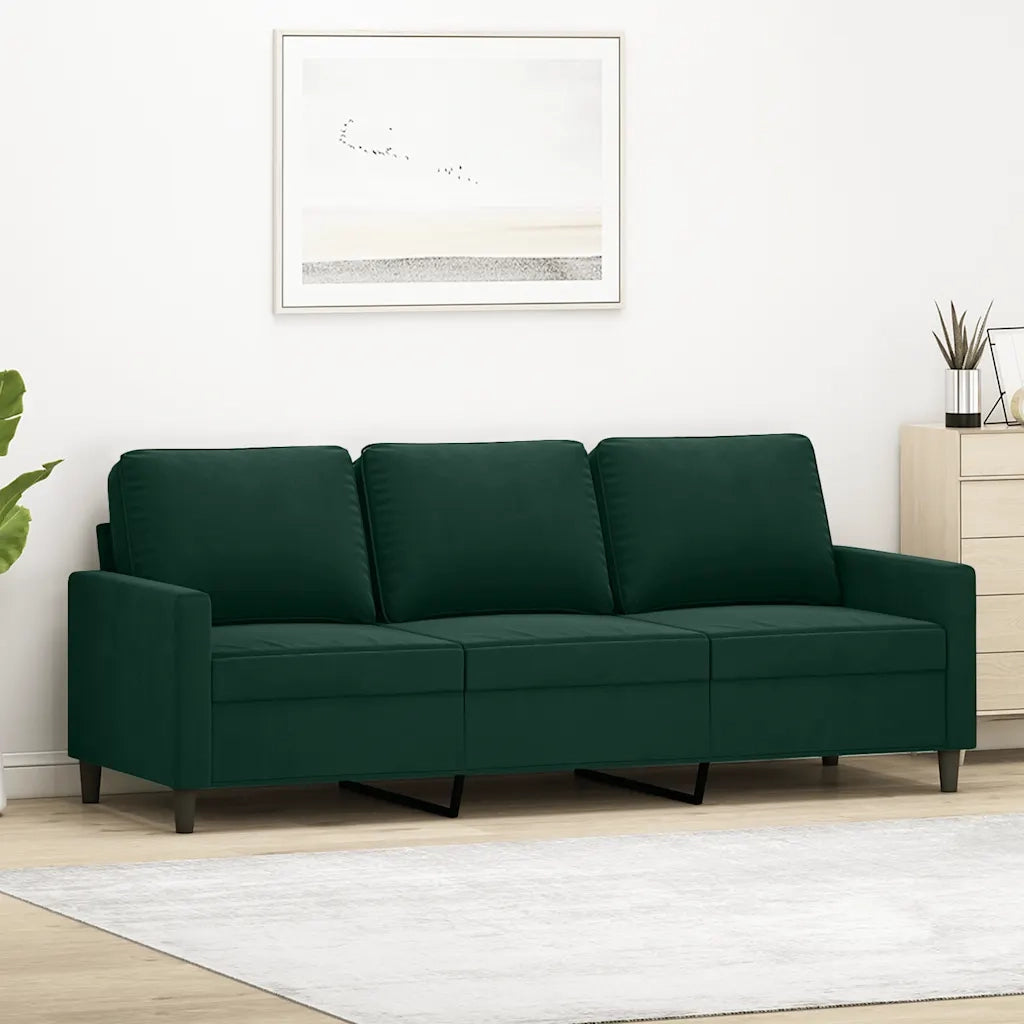 Divano a 3 Posti Verde Scuro 180 cm in Velluto 359211