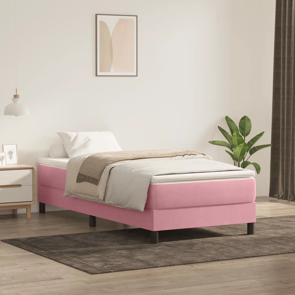 Letto a Molle senza Materasso Rosa 80x220 cm Velluto 3315854