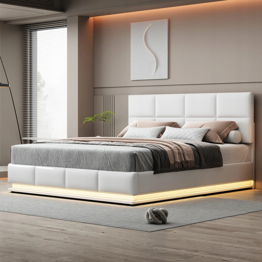 Letto imbottito - Xylo - 180x200 - LED idraulico bianco