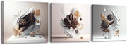Set di 3 Foto a Olio su Tela - Immagini 30 x 30 cm - Stampate e Incorniciate - Per Soggiorno, Camera da Letto e Camera da Yoga